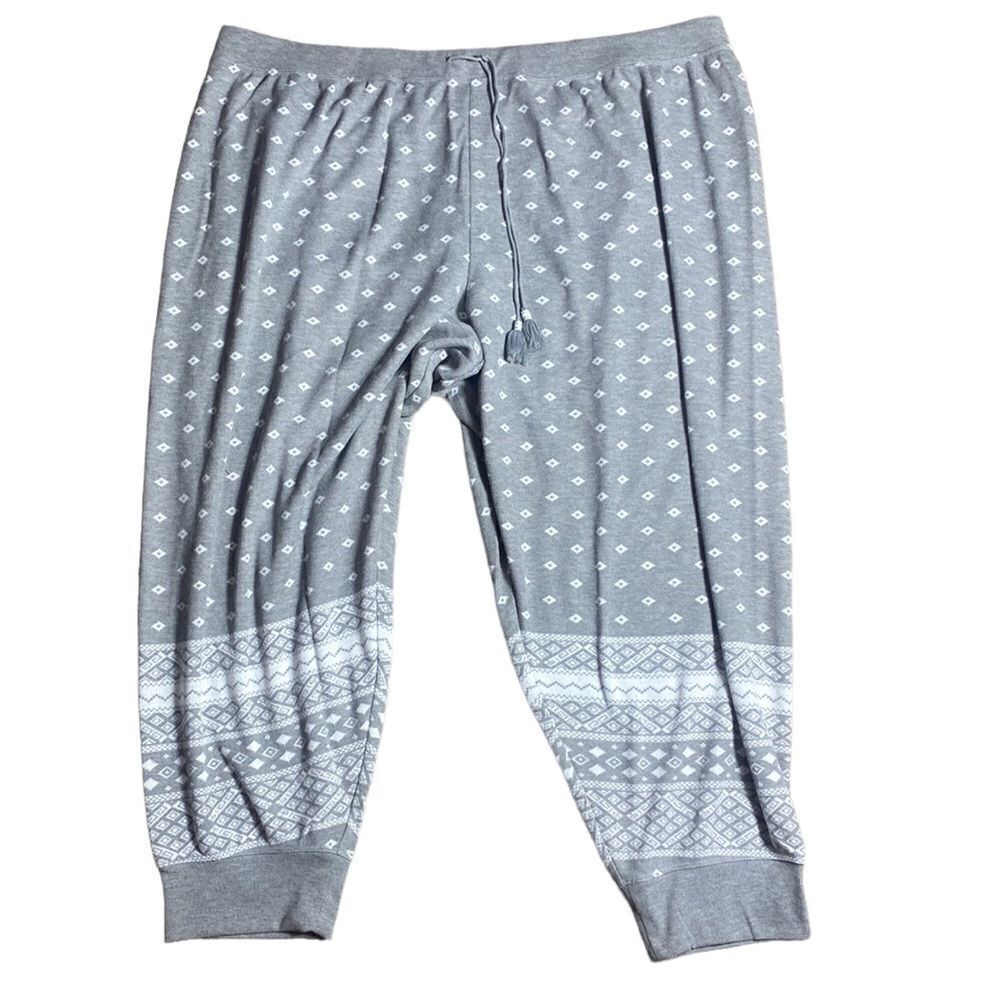 Cacique‎ fair isle jogger sweatpants new grey/white 26/28 plus size cozy